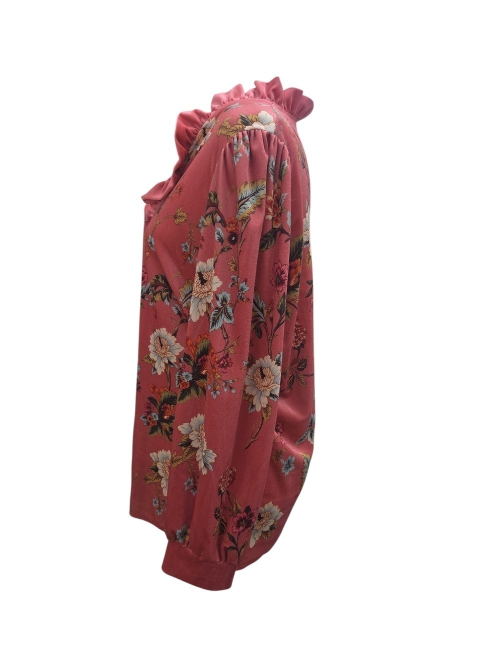 Cherry Betty Floral Velour Blouse Dusty Rose Large - Picture 4 of 5